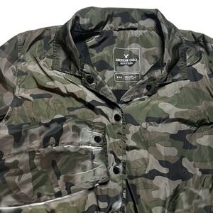 American Eagle Camo Coaches Jacket Green‎ Snap Front Mens Medium M